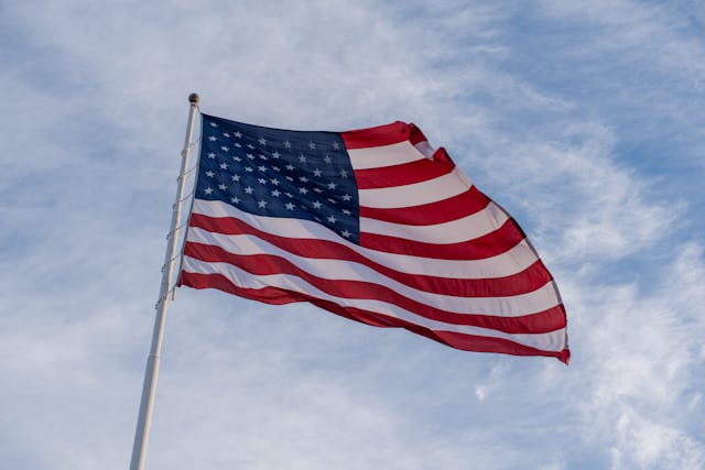 American flag on pole